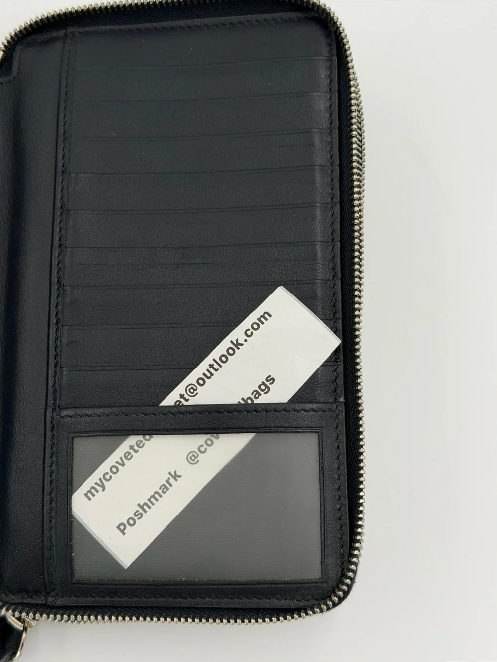 Gucci Navy Embossed GG Two Section Zip Around Leather Organizer Great Condition - Picture 3 of 16